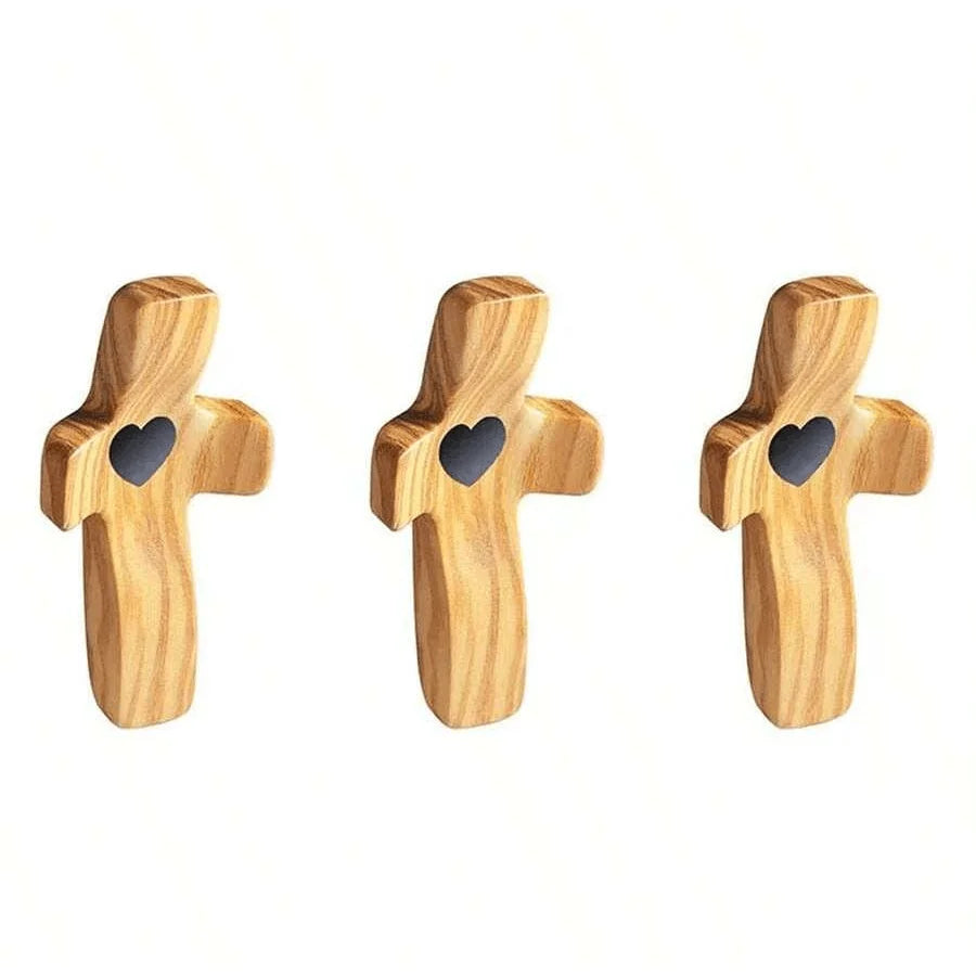 Home Decor 1-3Pcs Wooden Cross Decorations, Cross Fidget for Anxiety Relief, Multi-functional Spiritual Symbols for Home Office