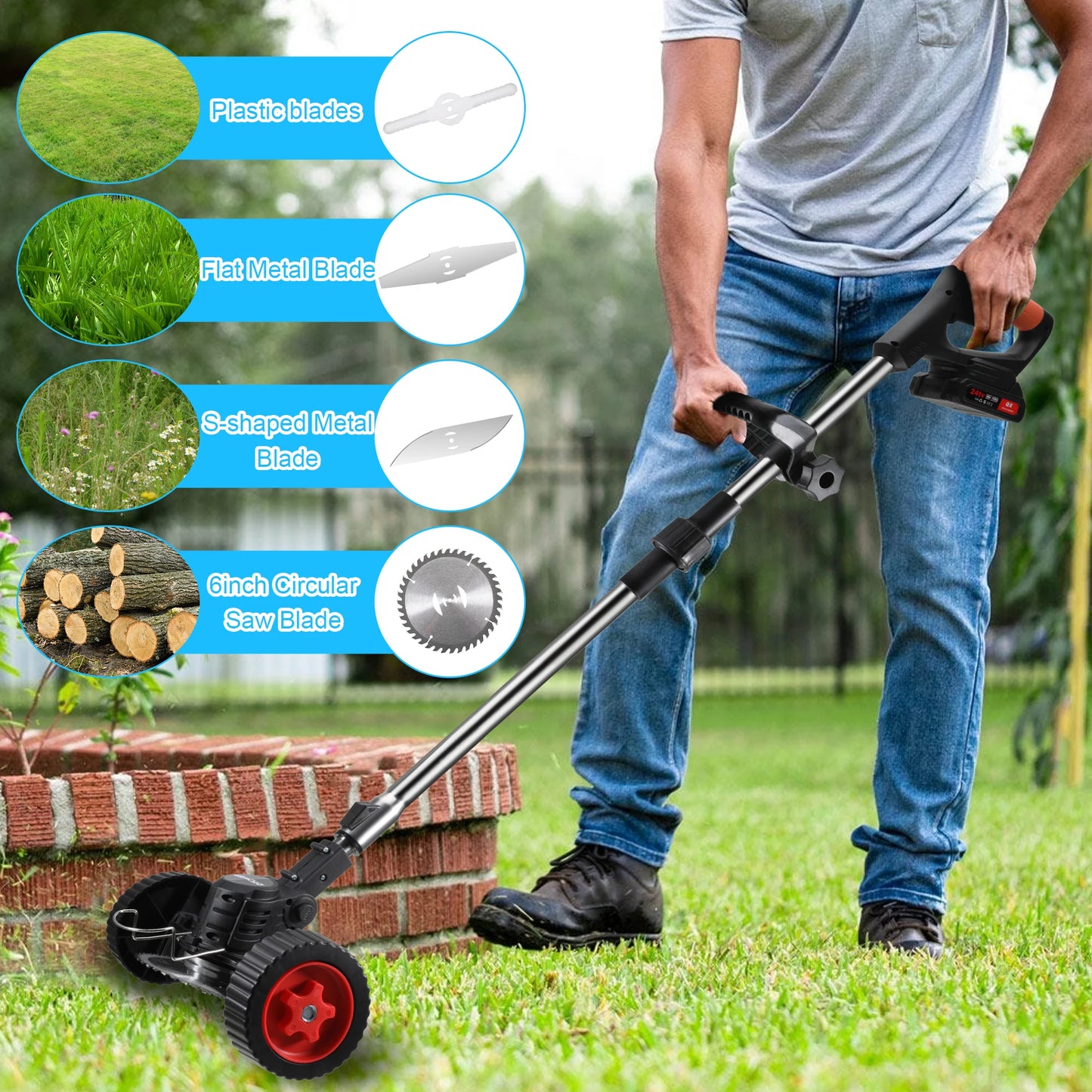 Cordless 21V Electric Lawn Mower With 1300mAh Battery