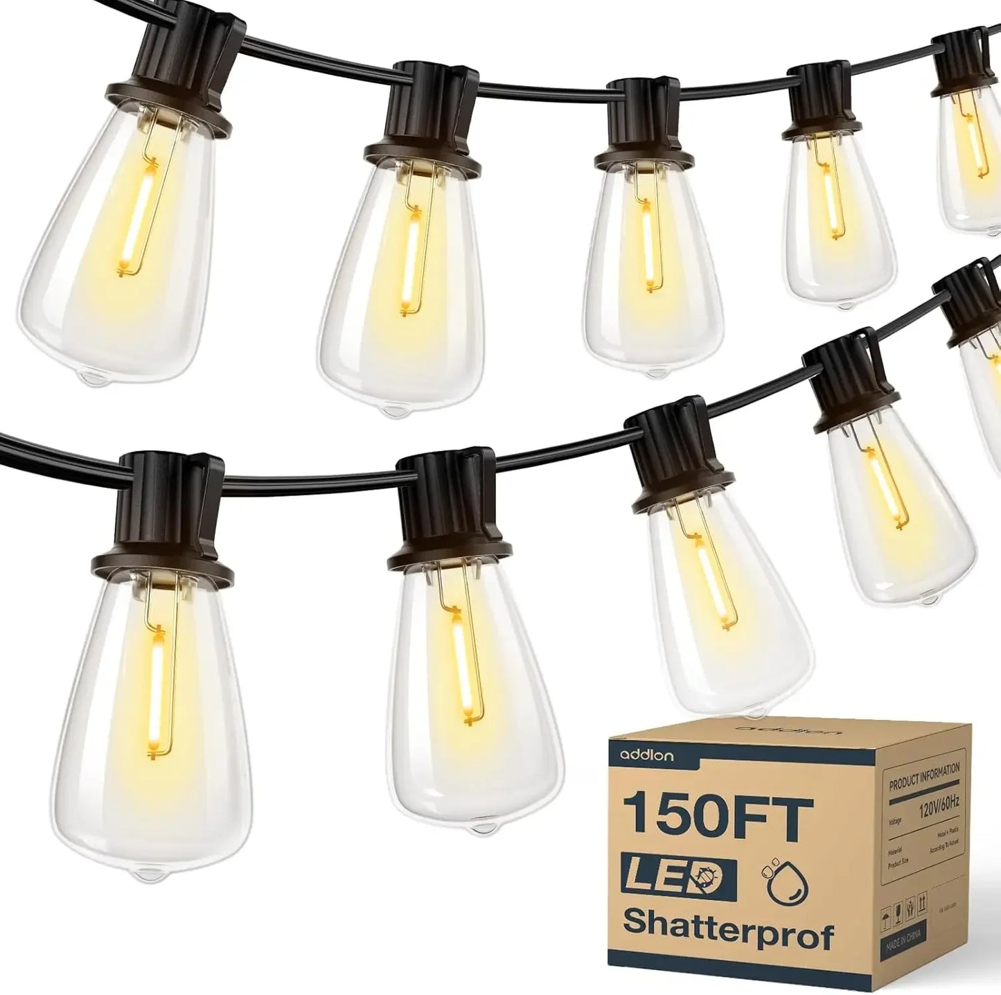 MIMIRGB LED Outdoor Patio String Lights Waterproof Dimmable