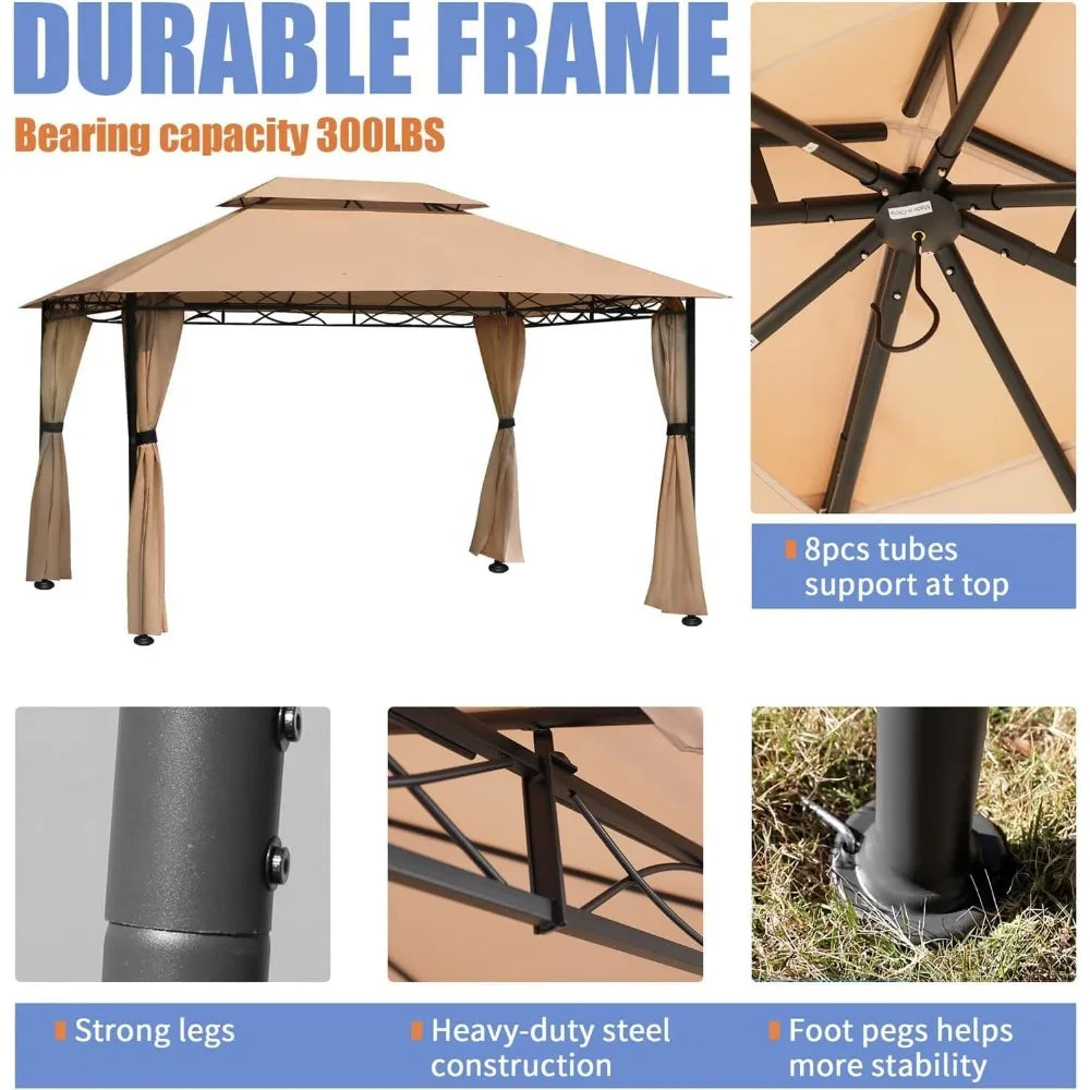 Frame Gazebo For Patios Aluminum Outdoor Canopy Curtains