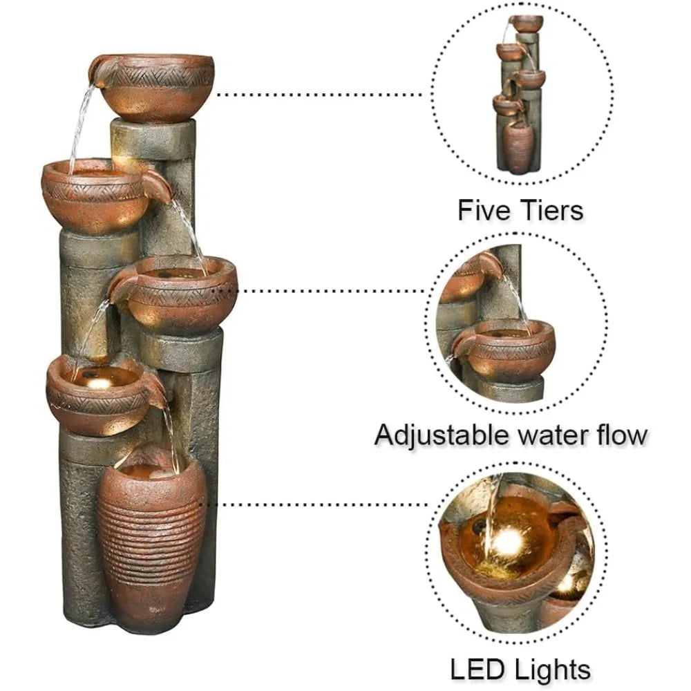 Hamiedun Outdoor Water Fountain Garden Decor Resin Art
