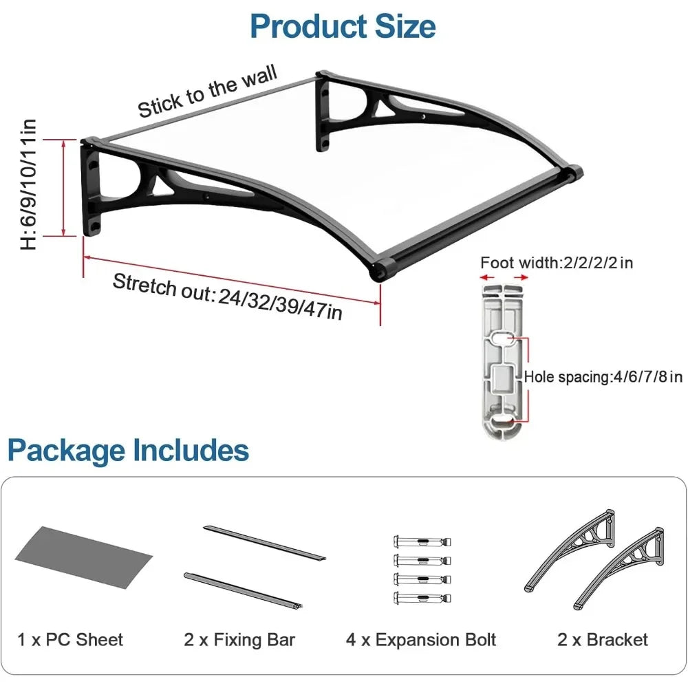 DUOFU Door Entrance Awning Polycarbonate Cover UV Rain