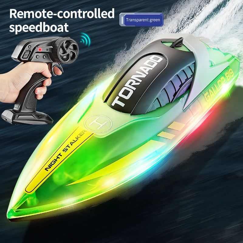 RC Speed Boat With LED Light Rechargeable Waterproof