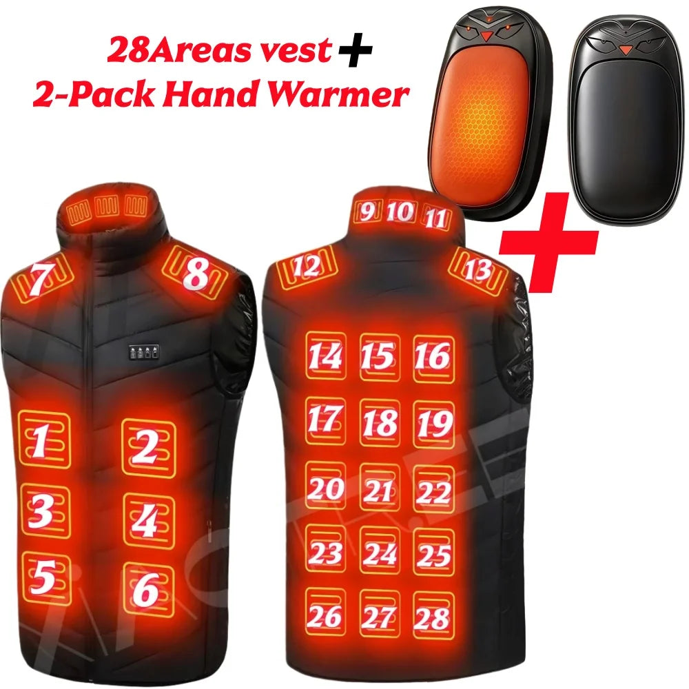 28/9 Areas Heated Vest Jacket Electric Usb Jacket Thermal Vest Body Warmer Coat