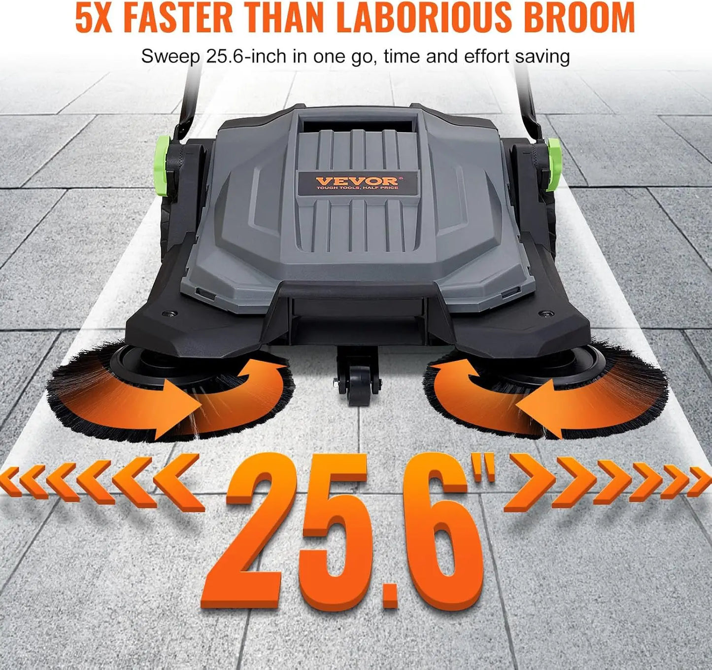 VEVOR Push Floor Sweeper Manual Walk Behind For Industrial Floors