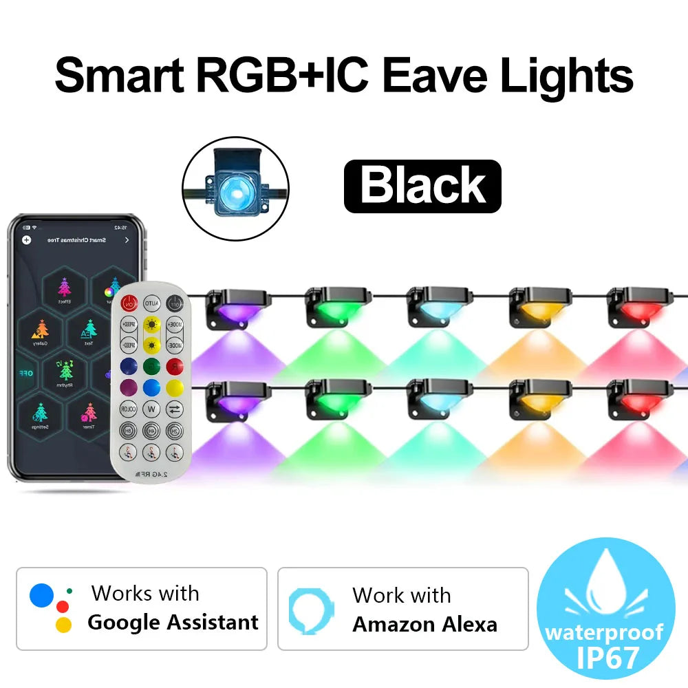 90m/295ft 180LED Smart Rainbow Led Permanent Outdoor Light RGBIC Christmas Light,App & Remote Control,IP67 Waterproof Home Decor