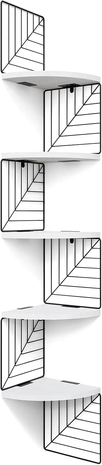 Hign-concerned Rustic 5 Tier Corner Wall Shelf Mount