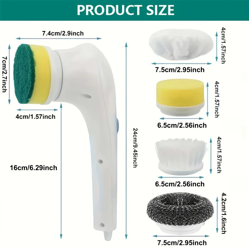 Cleaning Brush – Sponge Material, Powerful Stain Removal, Multiple Brush Heads.