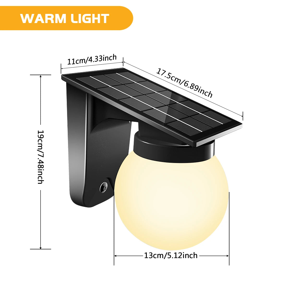 Solar Wall Lights Outdoor Adjustable Brightness Color IP65 Waterproof Solar Bulb Light for Garden Yard Gate and Pathway Lighting