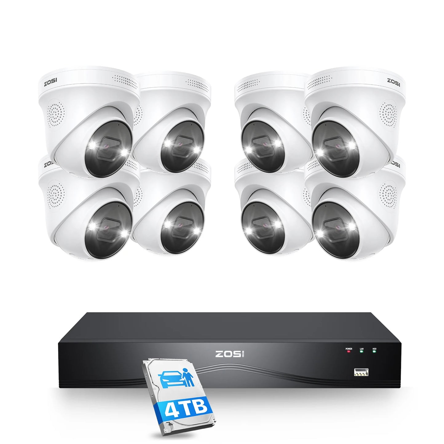 ZOSI 4K 8MP PoE Security Camera System With AI NVR