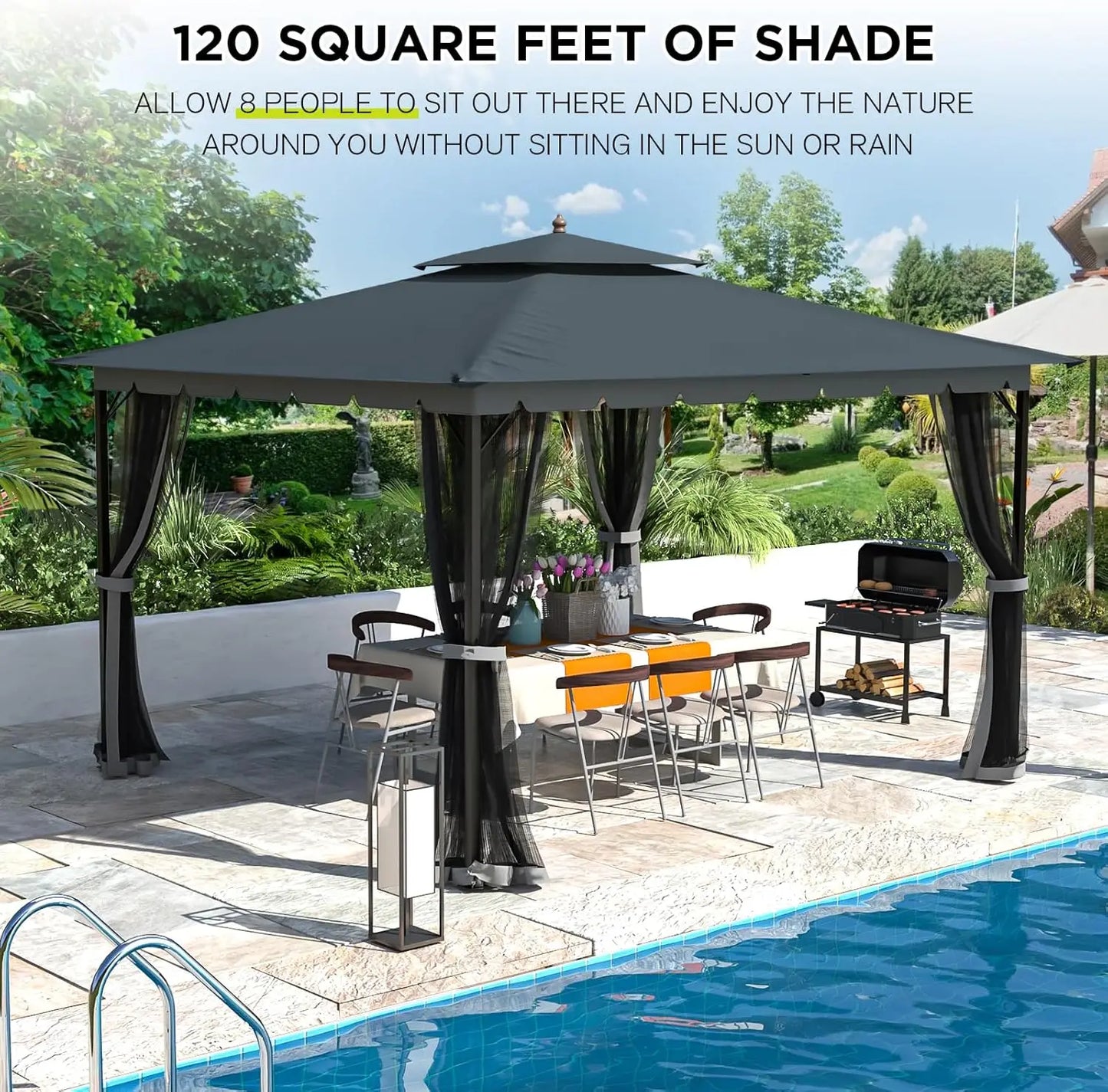 XMSJHign-concerned Gazebo With Mosquito Netting for Outdoors