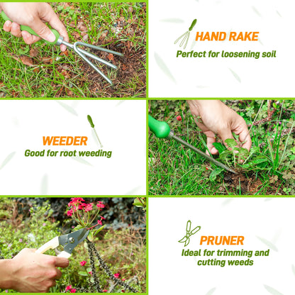 11pcs Garden Tool Set | Gardening Tools With Organizer HandBag, Ideal For Digging Planting Pruning