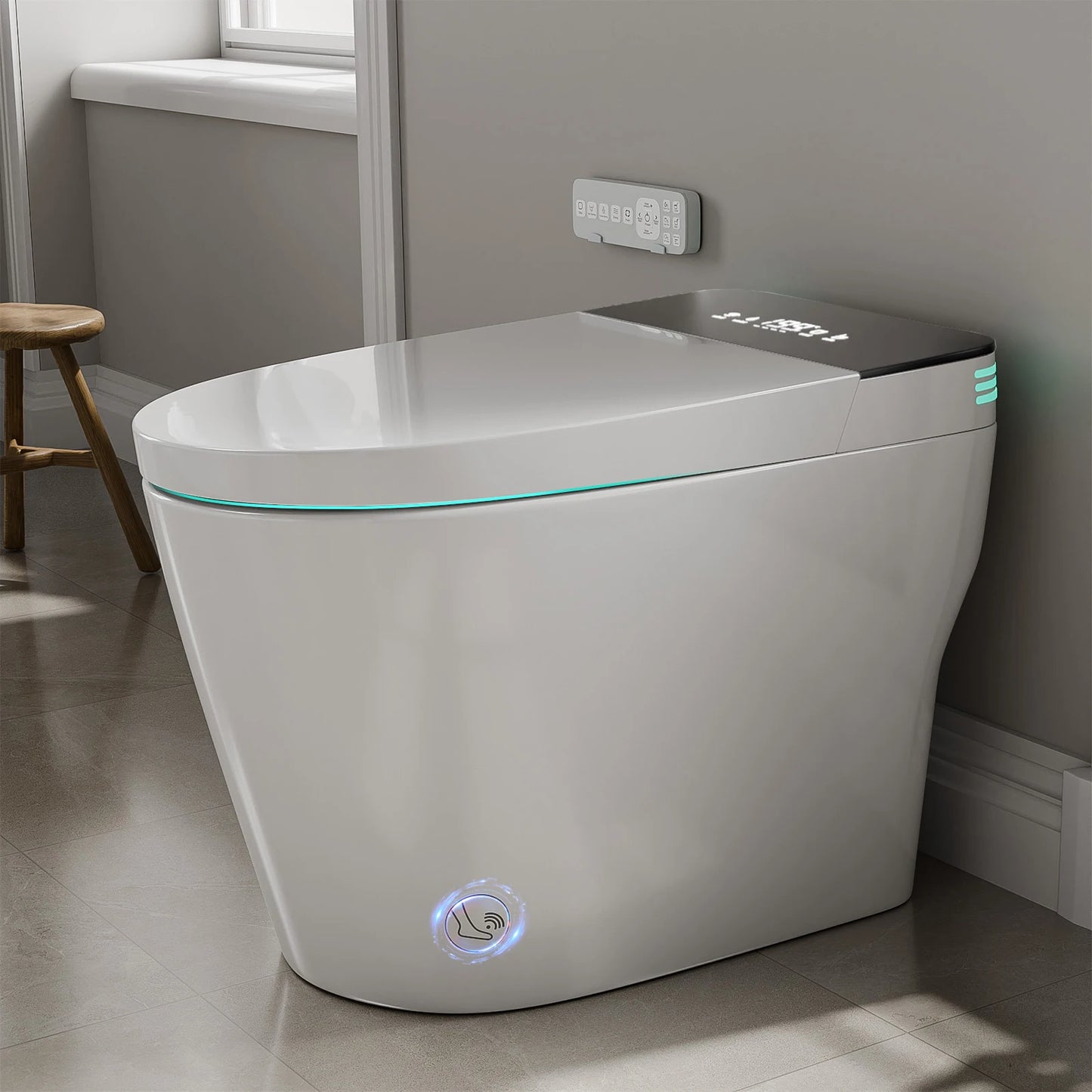 Smart Toilet with Built-in Bidet, AUTO Open/Close, Warm Water Sprayer, AUTO Dual Flush, Heated Bidet Seat