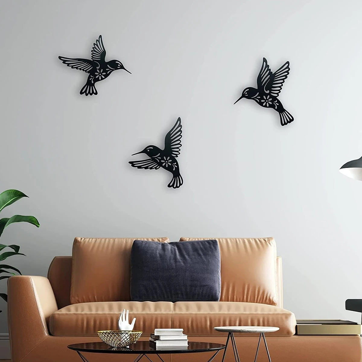 1pcMetal Hummingbird Cutout Wall Decoration Black Iron Bird Sculpture Wall Hanging Home Decoration