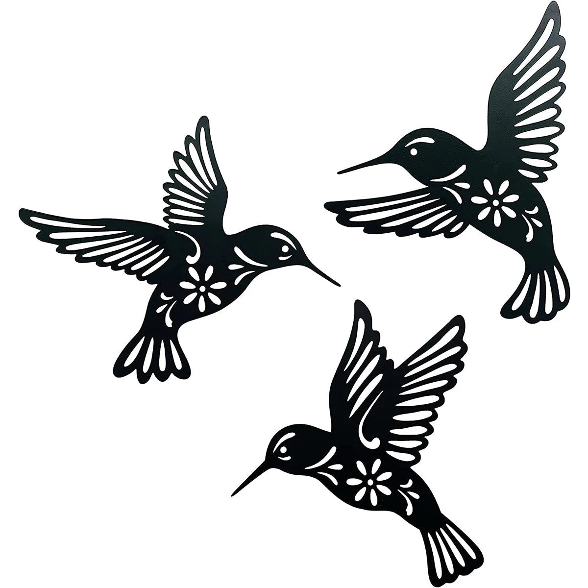1pcMetal Hummingbird Cutout Wall Decoration Black Iron Bird Sculpture Wall Hanging Home Decoration