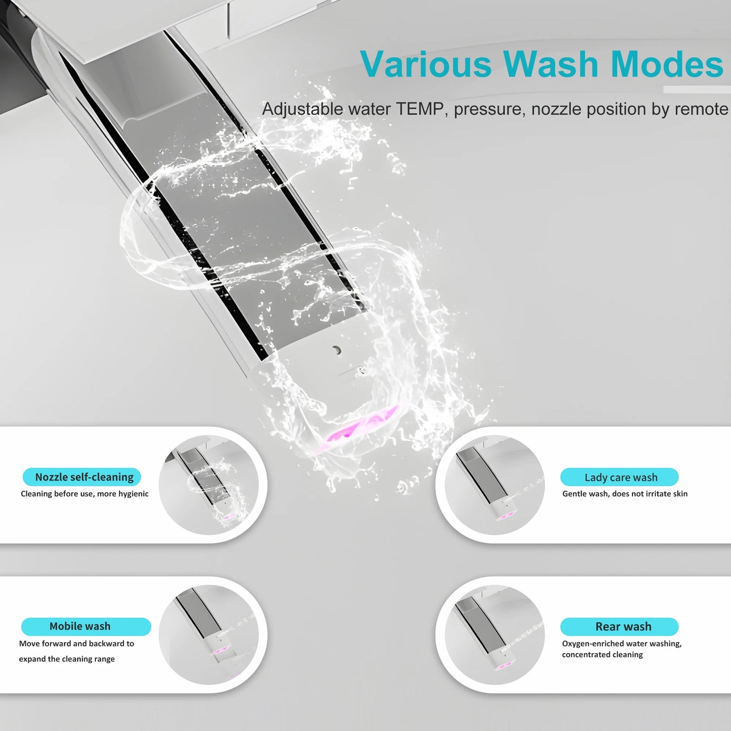 Smart Toilet with Built-in Bidet, AUTO Open/Close, Warm Water Sprayer, AUTO Dual Flush, Heated Bidet Seat