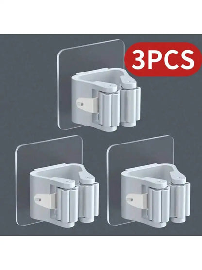 3 Pack Mop Clamp With Suction Hook For Organization