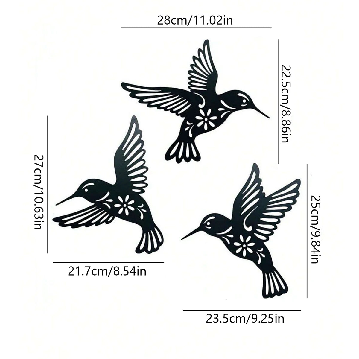 1pcMetal Hummingbird Cutout Wall Decoration Black Iron Bird Sculpture Wall Hanging Home Decoration