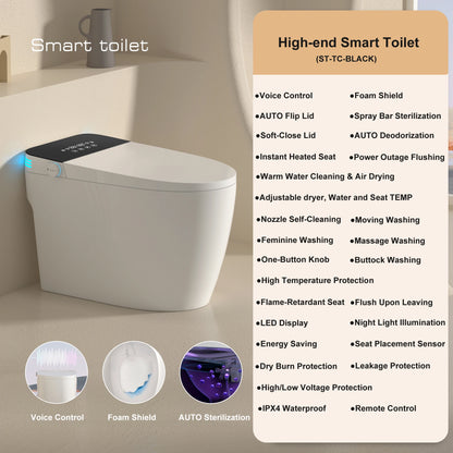 Smart Toilet with Built-in Bidet, AUTO Open/Close, Warm Water Sprayer, AUTO Dual Flush, Heated Bidet Seat