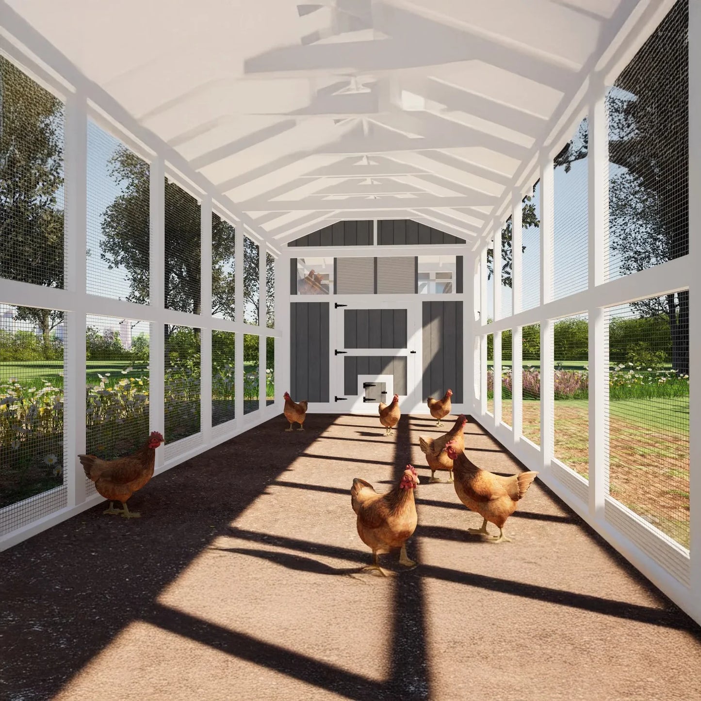 8x32 Large Chicken Coop Plans with 24ft Run – DIY Hen House for 24 Chickens ( Printed plans )