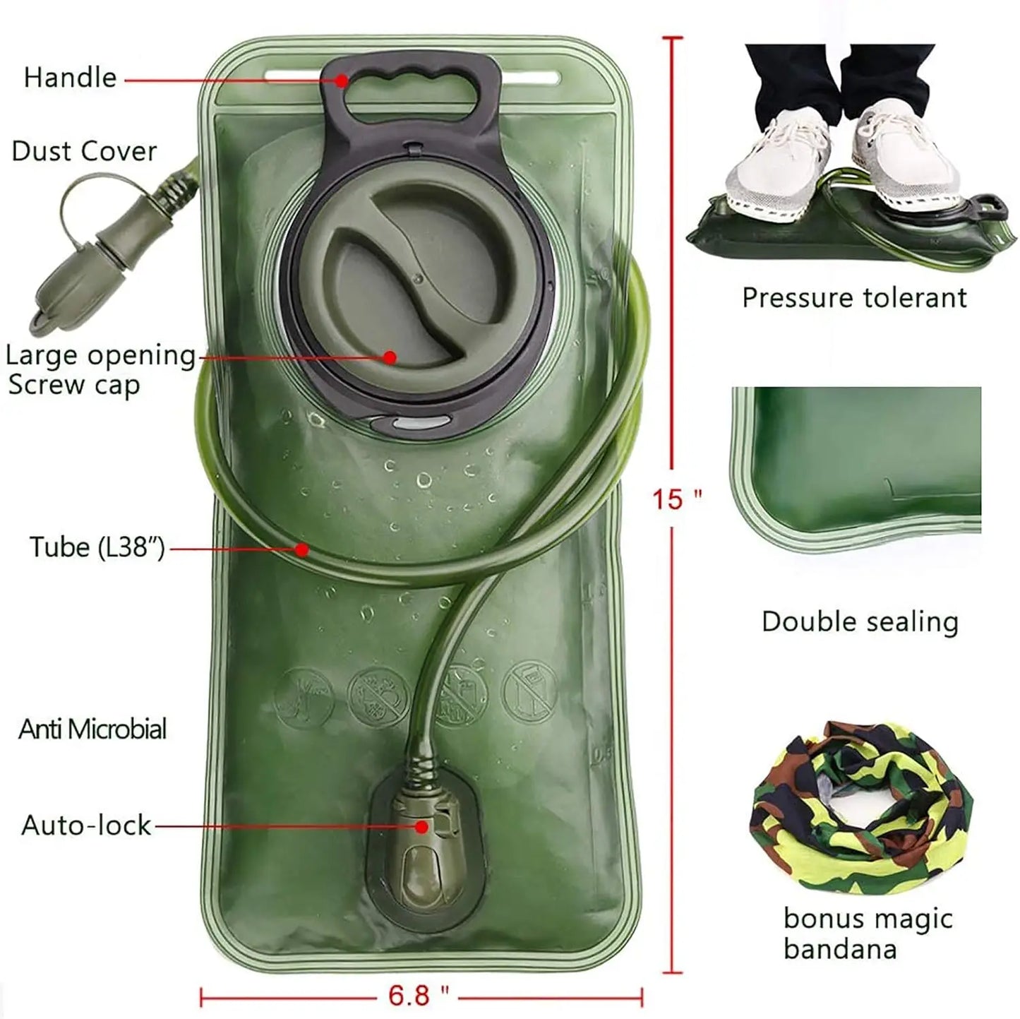 Hydration Bladder For Hiking Backpack Leakproof