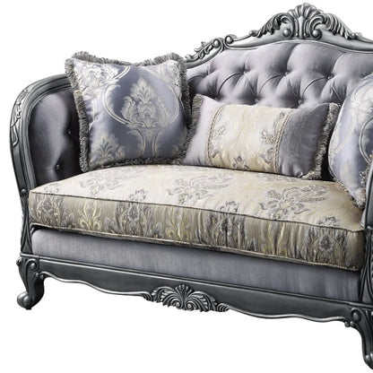 HMS Silk Loveseat Chesterfield Style Sofa With Toss Pillows