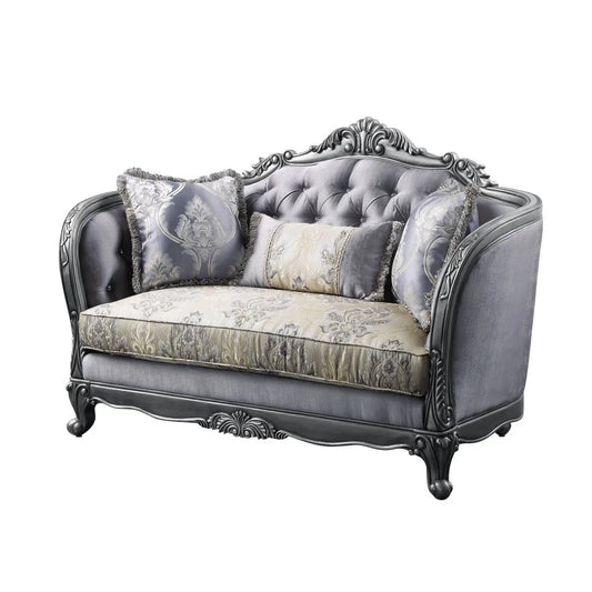 HMS Silk Loveseat Chesterfield Style Sofa With Toss Pillows