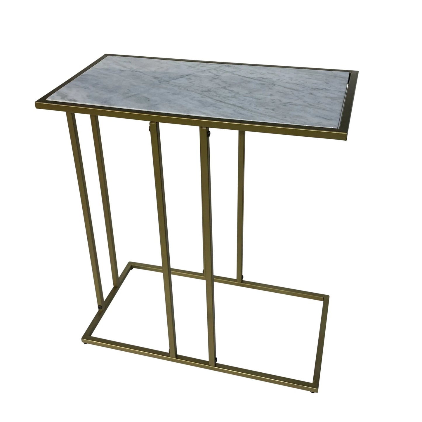 End Table With Marble Top And Iron Frame For Living Room