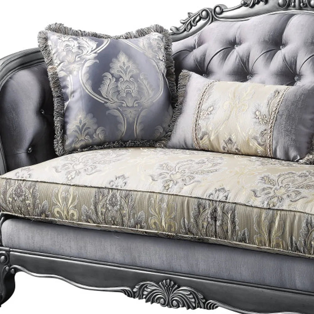 HMS Silk Loveseat Chesterfield Style Sofa With Toss Pillows