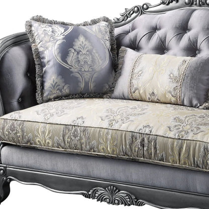 HMS Silk Loveseat Chesterfield Style Sofa With Toss Pillows