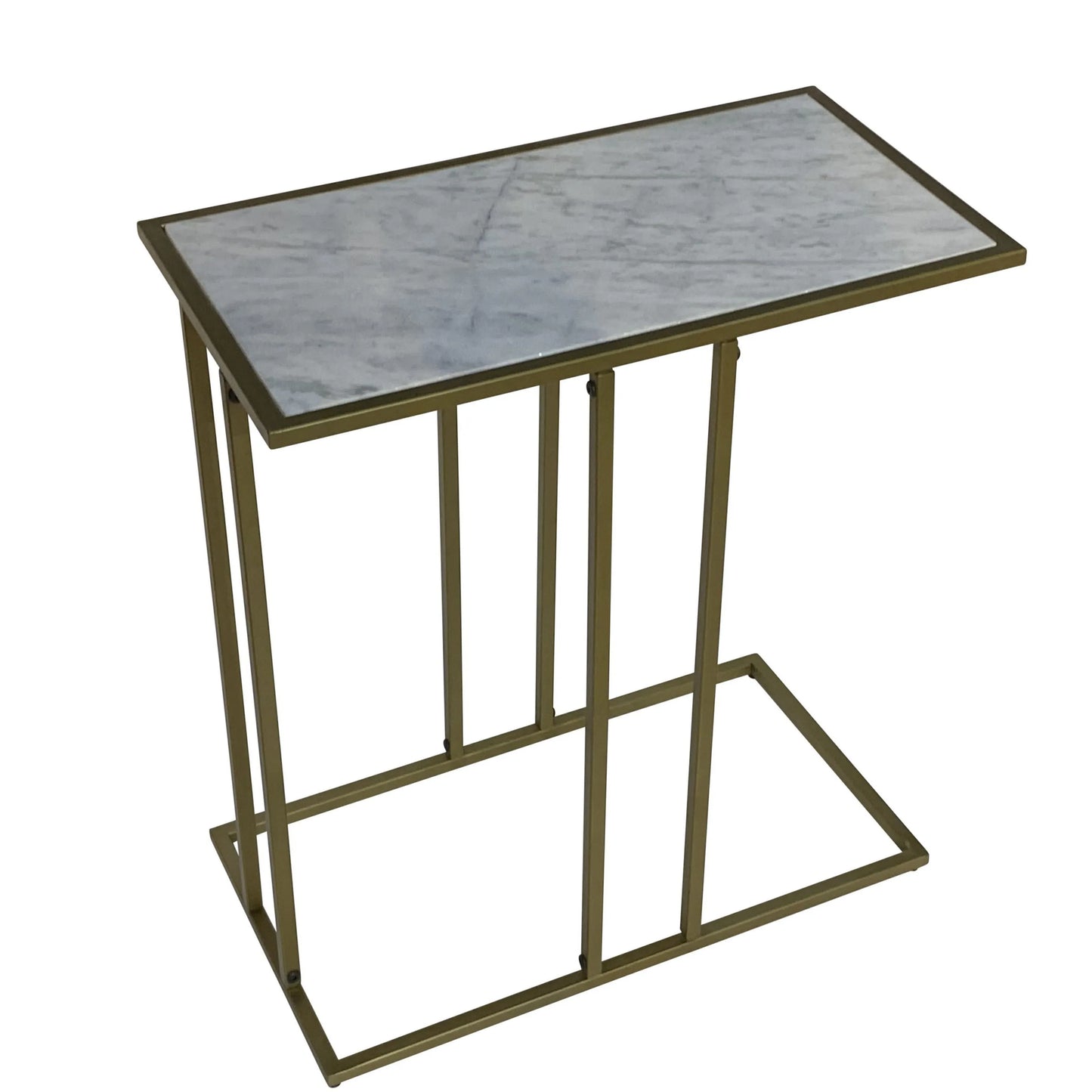 End Table With Marble Top And Iron Frame For Living Room