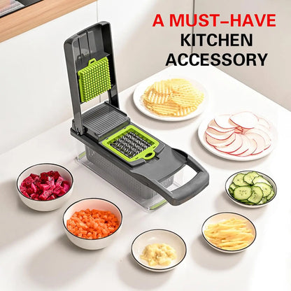 16 x 1 Kitchen professional chopper-type slicer, multifunctional food chopper, blade vegetable chopper, kitchen utensils