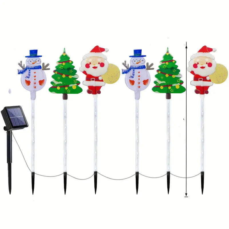 6PCS Solar Powered Christmas Stake Lights Solar Christmas Decor LED Lights Outdoor Waterproof Garden Walkway Holiday 870