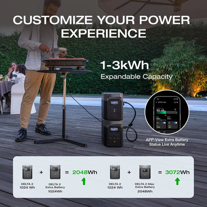 Portable Power Station 1024Wh Solar Generator With 1800W AC USB-C