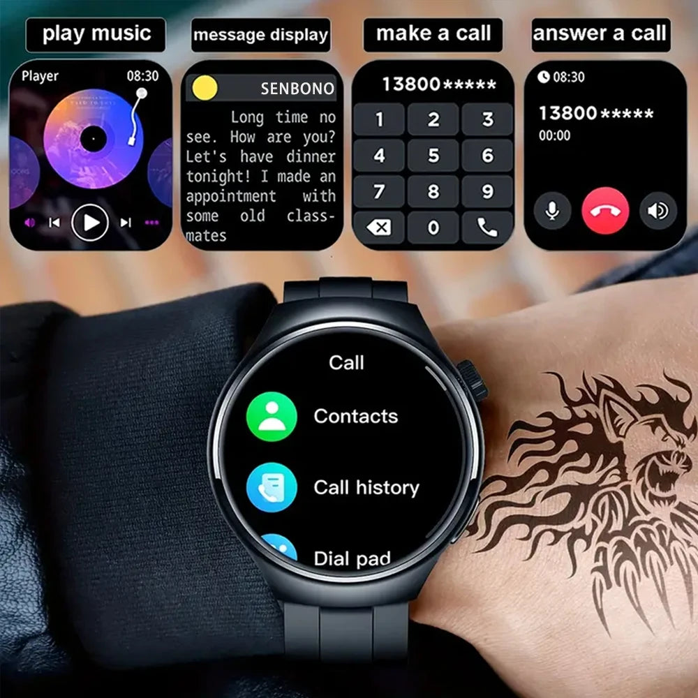 Senbono Men Smart Watch Heart Rate Blood Oxygen Bluetooth