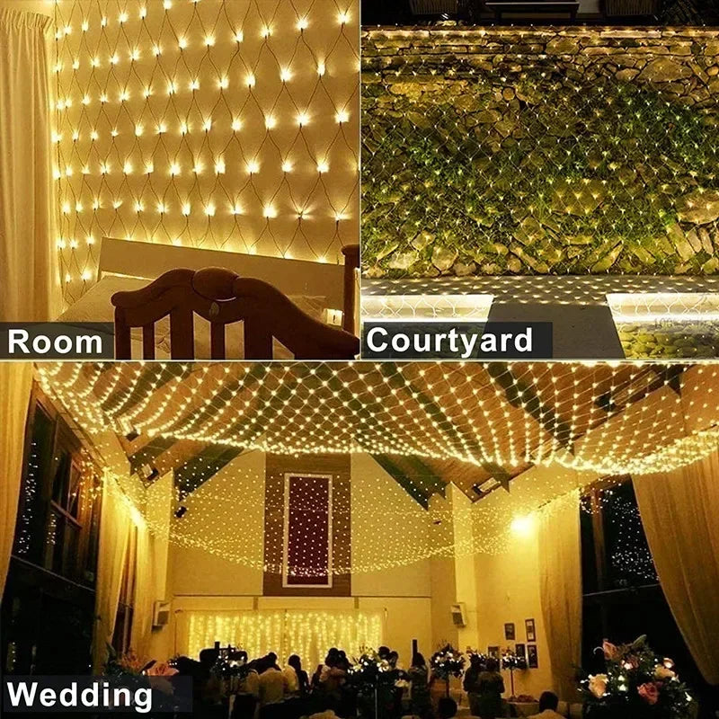 Christmas Net Mesh LED String Lights For Outdoor Garden Decor