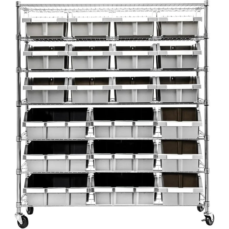NSF Heavy Duty Solid Steel Bin Rack Shelving System