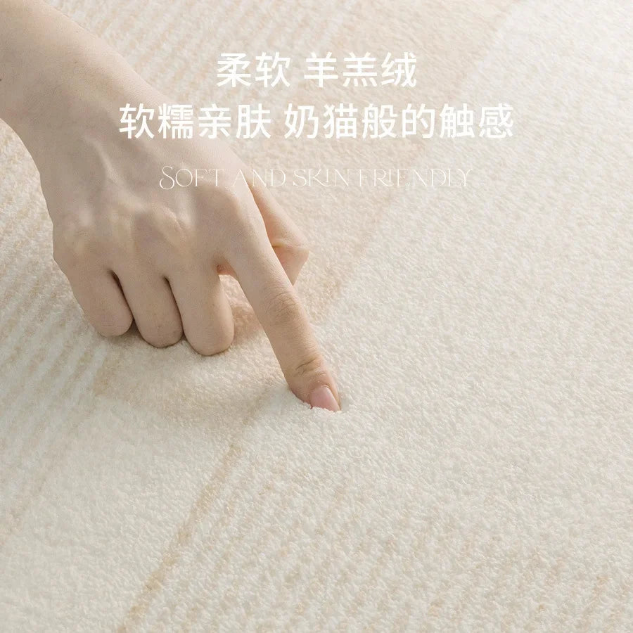 Modern Rugs for Bedroom Fluffy Soft Lounge Rug Thick Cloakroom Round Floor Mat Cream Living Room Decoration Anti-slip Carpet