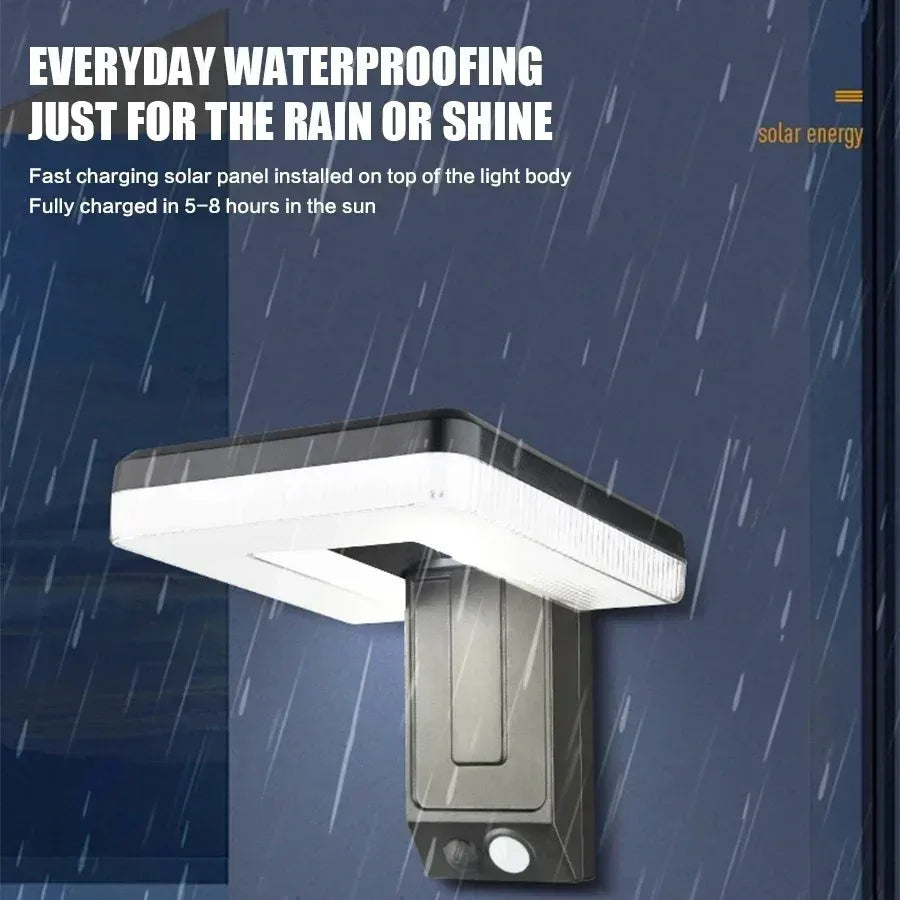 LED 120 Degree Foldable Solar Rechargeable Light Outdoor Wall Lamp Waterproof Motion Sensor 3 Modes Street Light Garden Decor