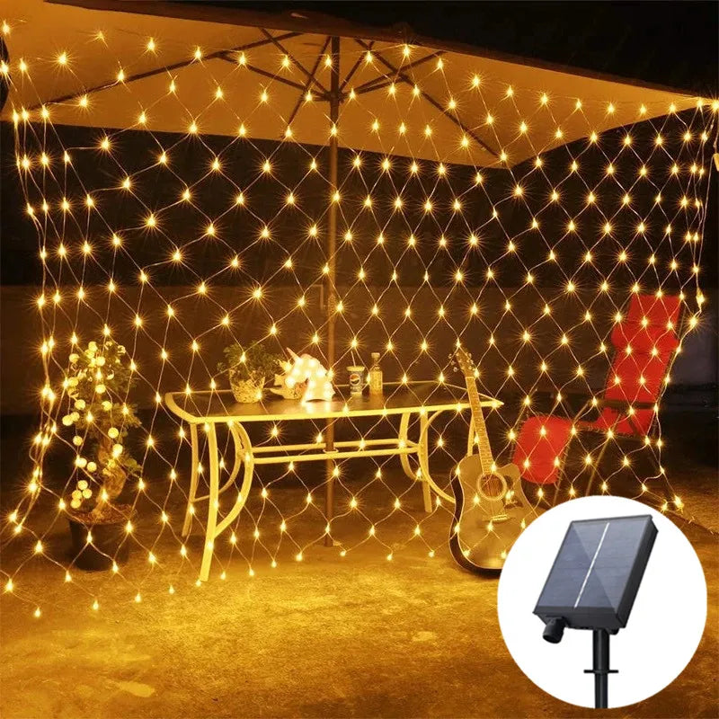 Solar LED Net Mesh Fairy String Lights For Outdoor Decor