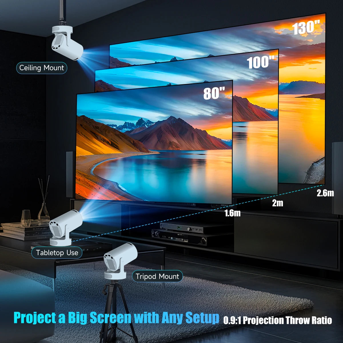 HY300 Pro Outdoor Projector With Android Bluetooth