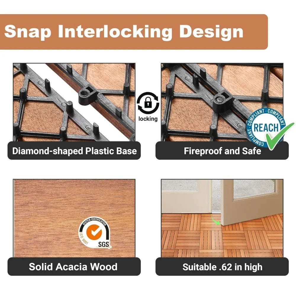 Hign-concerned Acacia Wood Interlocking Deck Tiles 27