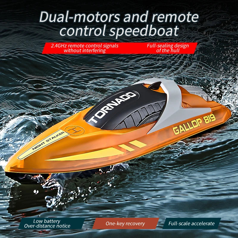 RC Speed Boat With LED Light Rechargeable Waterproof