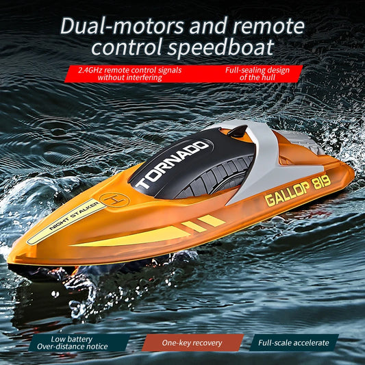 RC Speed Boat With LED Light Rechargeable Waterproof