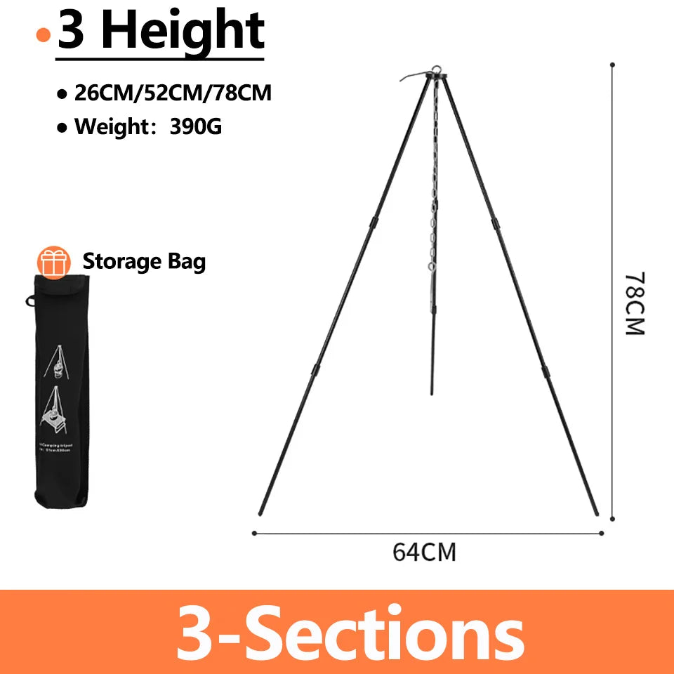 Hike Mount Camping Campfire Tripod Hanging Pot Outdoor Cookware