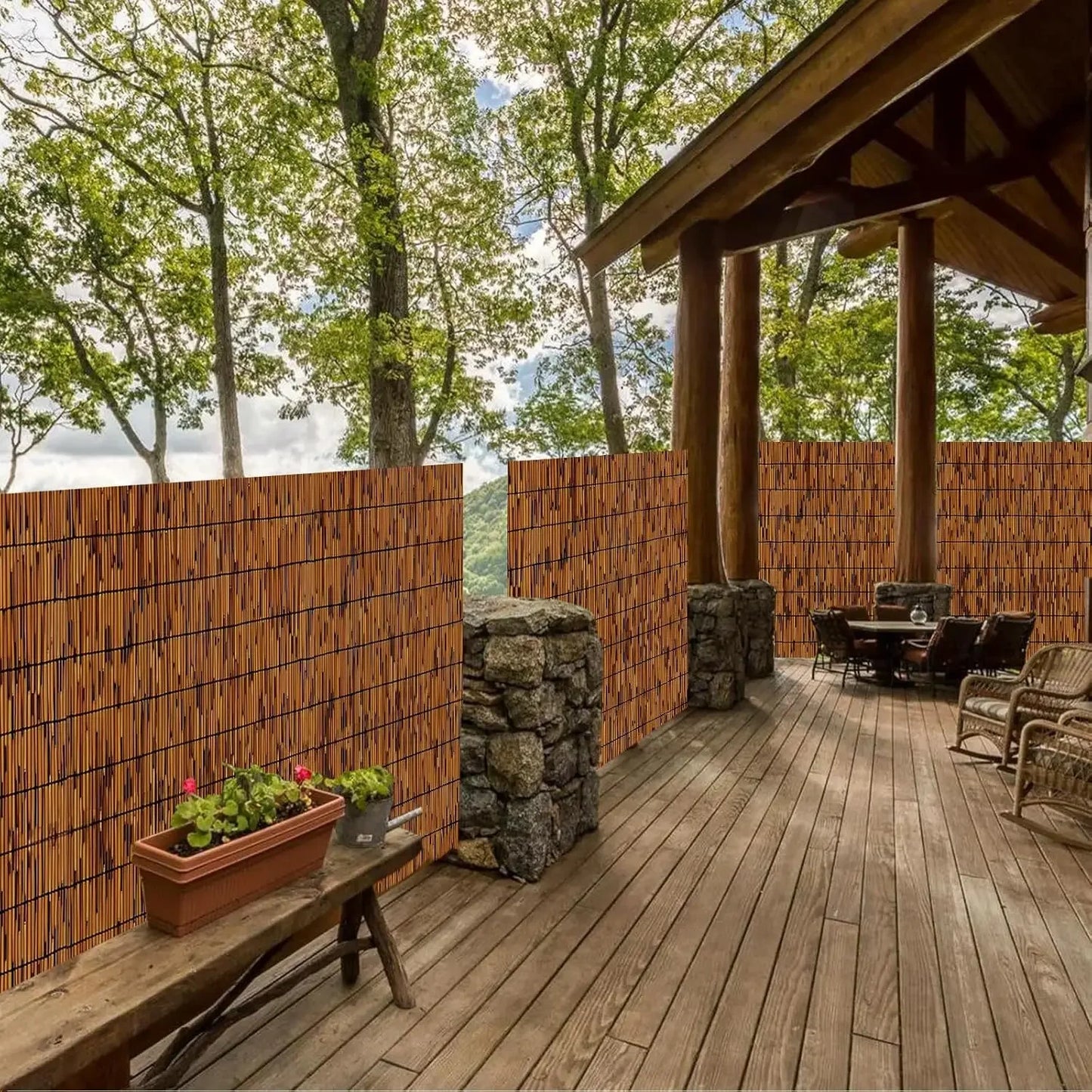 XMSJ Natural Reed Fence 2 Pack Privacy Screening Outdoor
