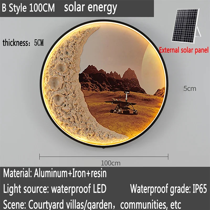 RONIN Solar Outdoor Mural Lamp 1 Meter Diameter Circular Landscape Waterproof Mural  Villa Courtyard Decoration Painting