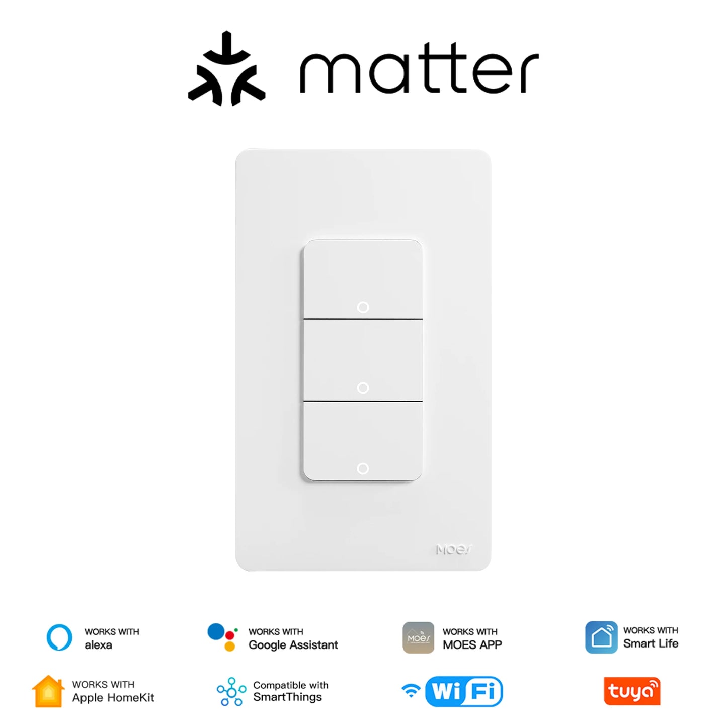 MOES Tuya Matter Smart Light Button Switch With App Control