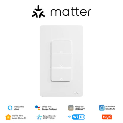 MOES Tuya Matter Smart Light Button Switch With App Control