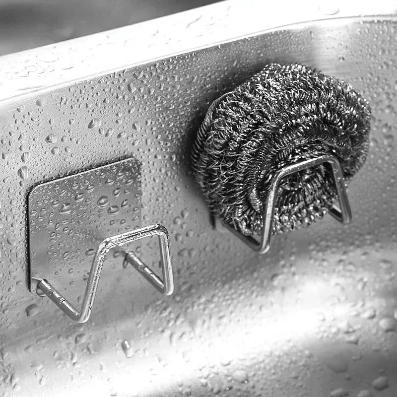 4/1pcs Stainless Steel Sponge Holder Self Adhesive Sink Drain Drying Sponges Racks Shelf Kitchen Storage Wall Holders Organizer